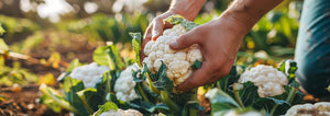 gardener harvesting cauliflower