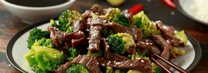 Beef and Broccoli stir-fry on a plate