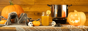 Witches brew cider and halloween decor