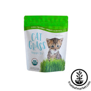 cat grass wheat seeds white background